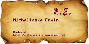 Michalicska Ervin névjegykártya